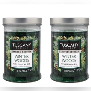 TUSCANY CANDLE WINTER WOODS LONG-LASTING SCENTED JAR CANDLE (18 OZ) SET OF 2